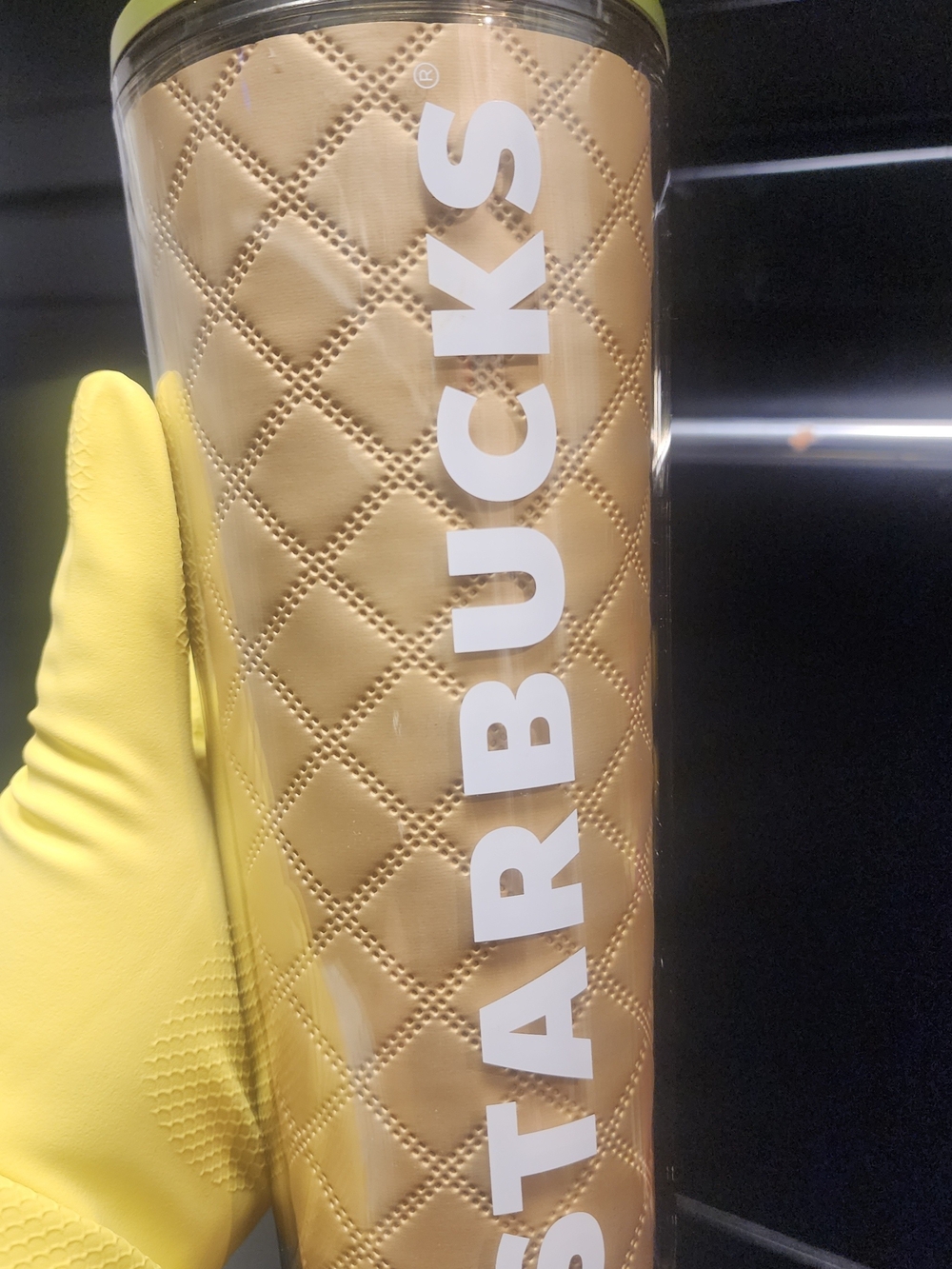 Starbucks Quilted Gold Tumbler with White Logo